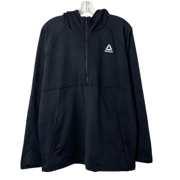 Reebok Men's Half Zip Pullover Sweater XL Black Hoodie Fleece Athletic Jacket - Picture 1 of 9